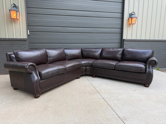 Bernhardt Brown Leather sectional with trim - $2000 Cash Price