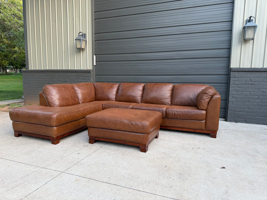 Palliser saddle brown leather sectional - $2000 cash price