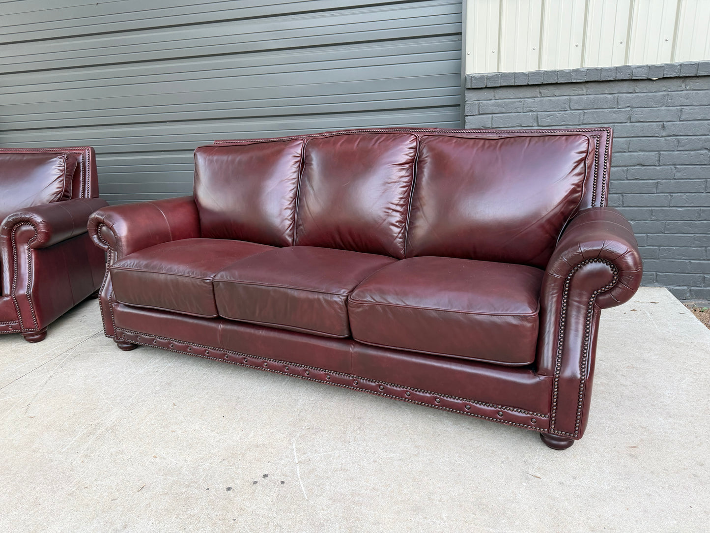 Bernhardt Oxblood Leather Pair of Sofas - $2000 Cash Price