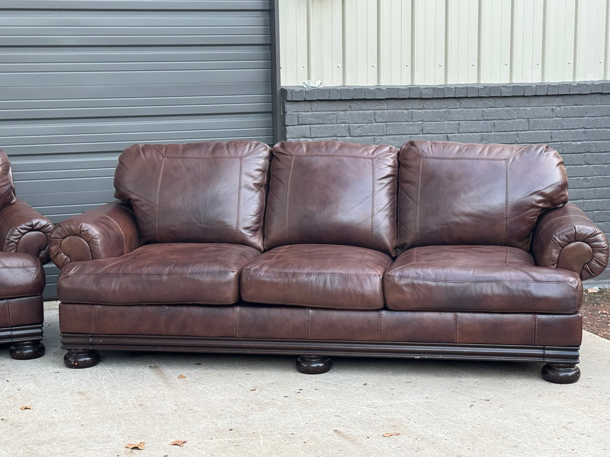 Genuine Leather sofa, loveseat & oversized chair - $2200 Cash Price