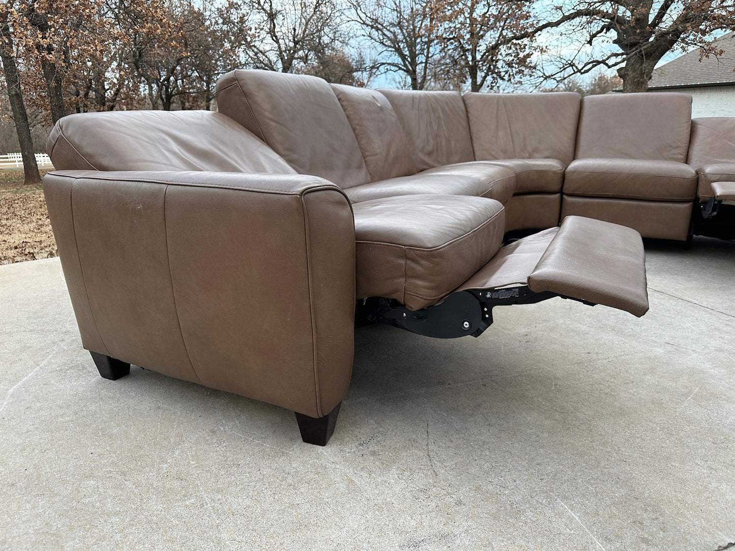 Natuzzi Chestnut Brown Leather Reclining Sectional - $1600 cash price
