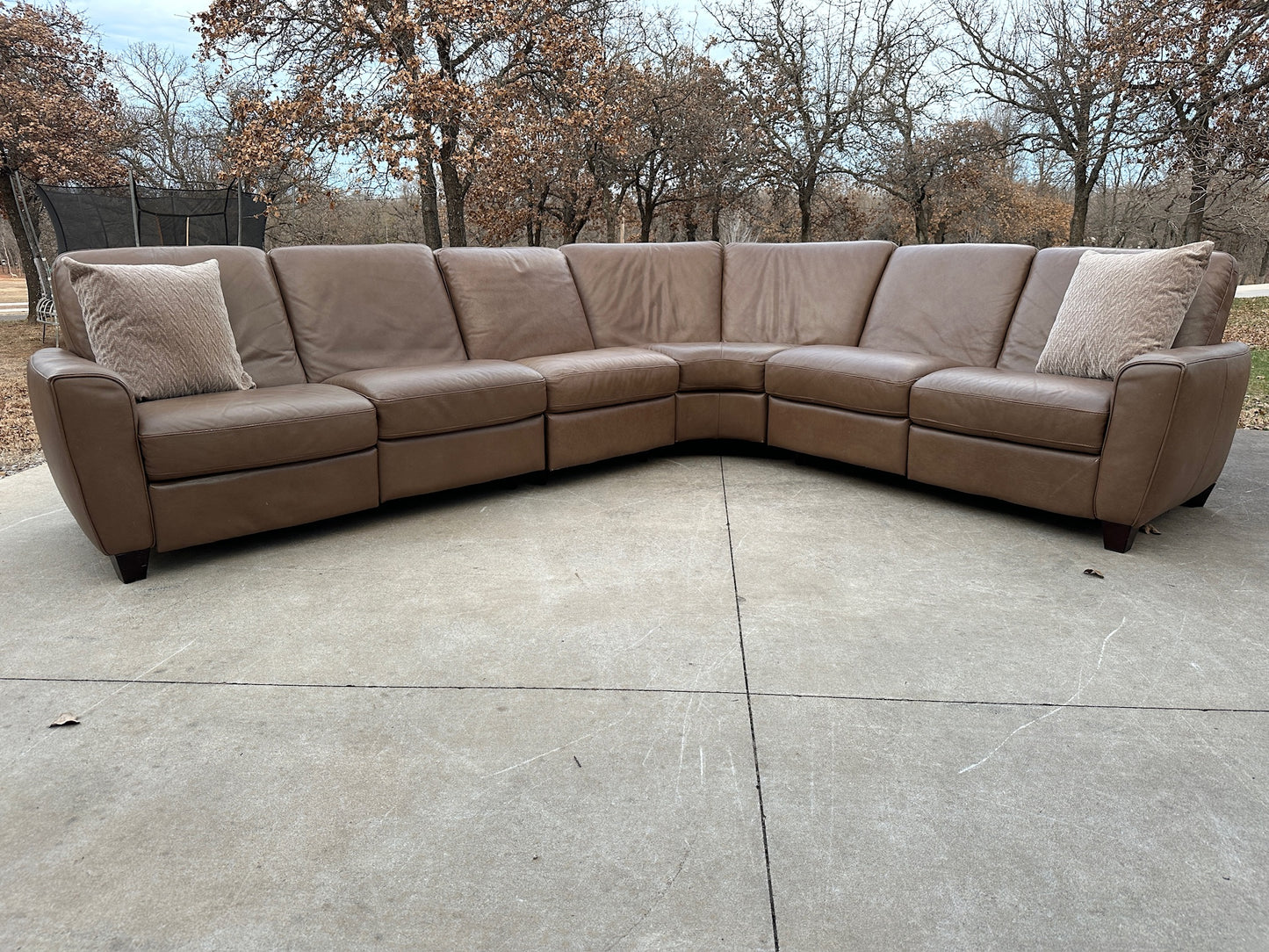 Natuzzi Chestnut Brown Leather Reclining Sectional - $1600 cash price