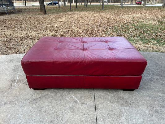 USA Premium Leather Red Ottoman - $100 cash price