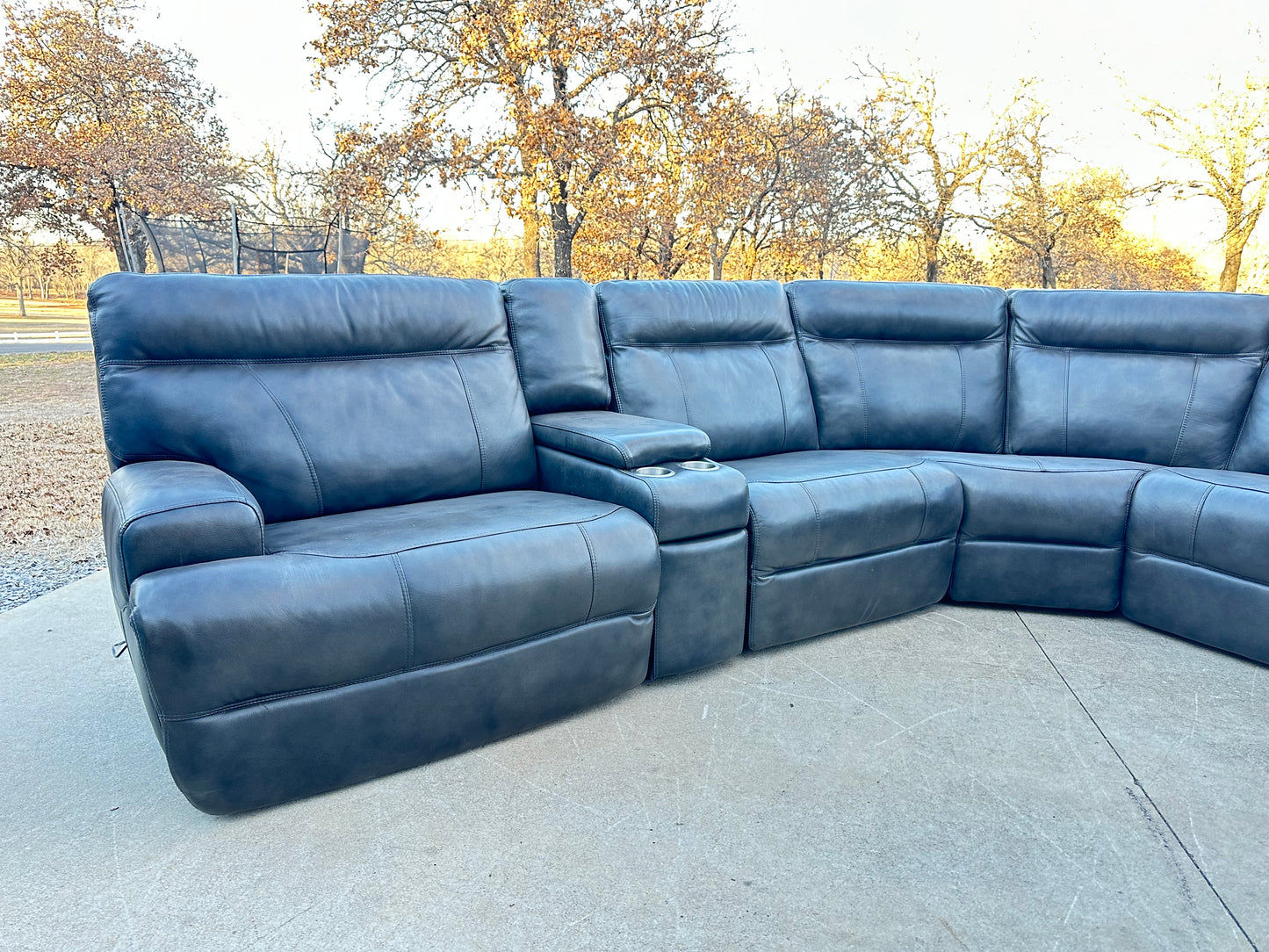 Simon Li Genuine Gray Leather Power Sectional - $2400 cash price