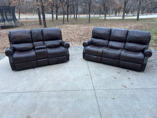 Flexsteel 100% Genuine Brown Leather Power Reclining Sectional - $2000 cash price