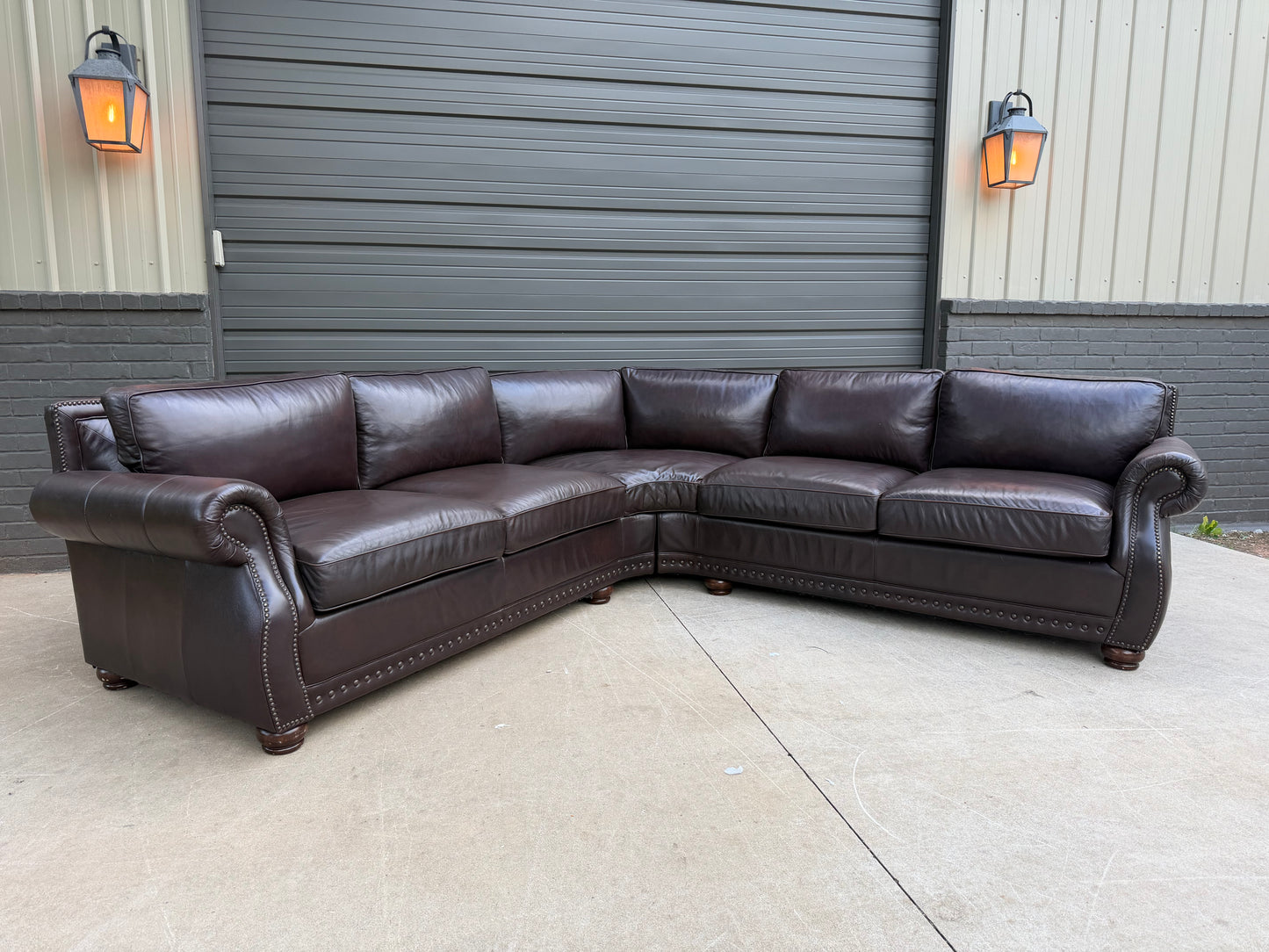Bernhardt Brown Leather sectional with trim - $2000 Cash Price