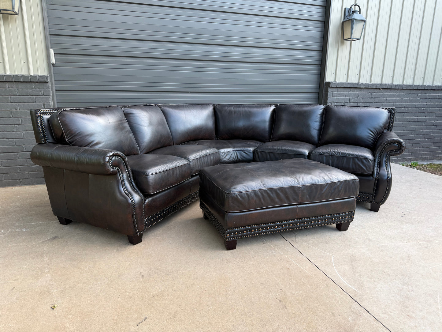 USA Premium Leather Sectional & Ottoman - $2200 Cash Price