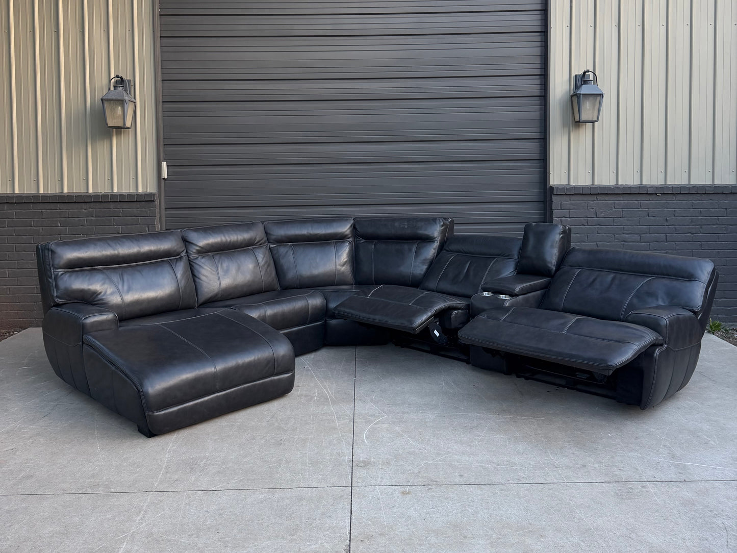 Simon Li Charcoal Leather Sectional - $2000 Cash Price
