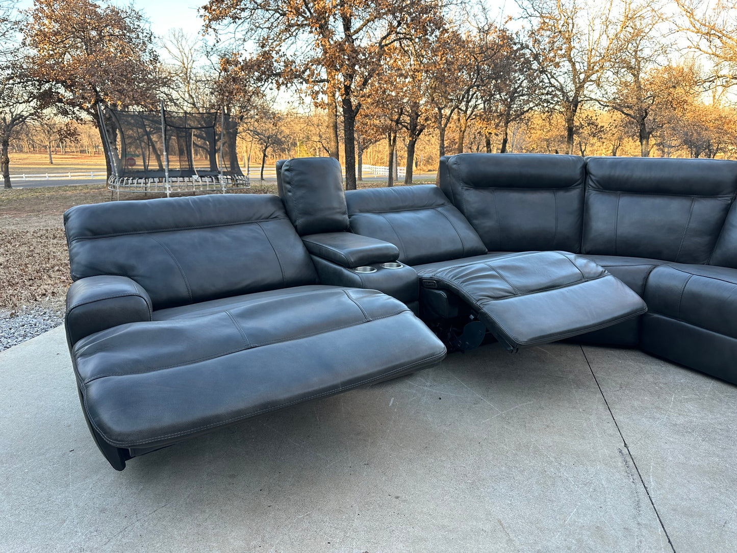 Simon Li Genuine Gray Leather Power Sectional - $2400 cash price