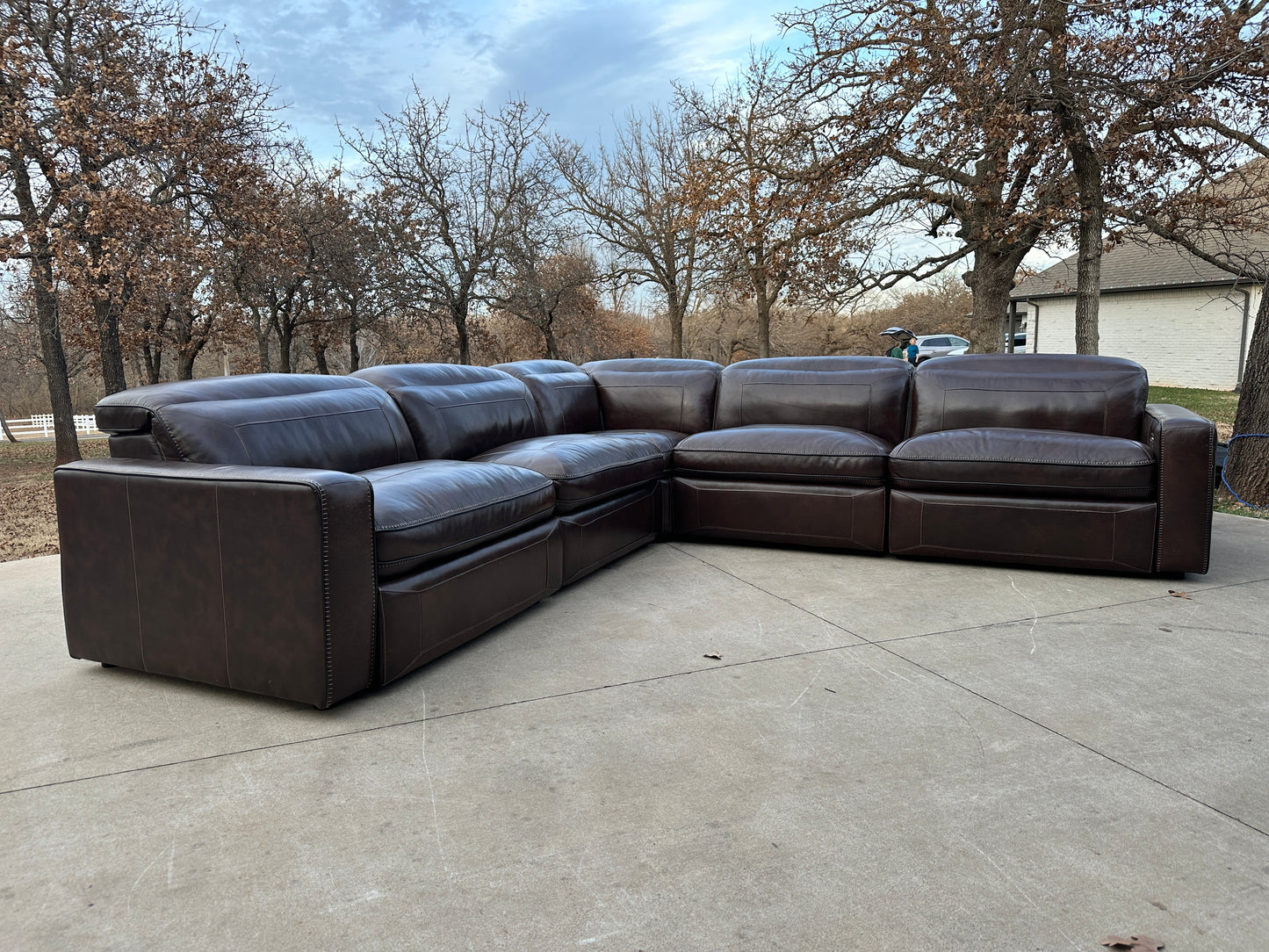 Bernhardt 100% Genuine Brown Leather Power Reclining Sectional - $2200 cash price