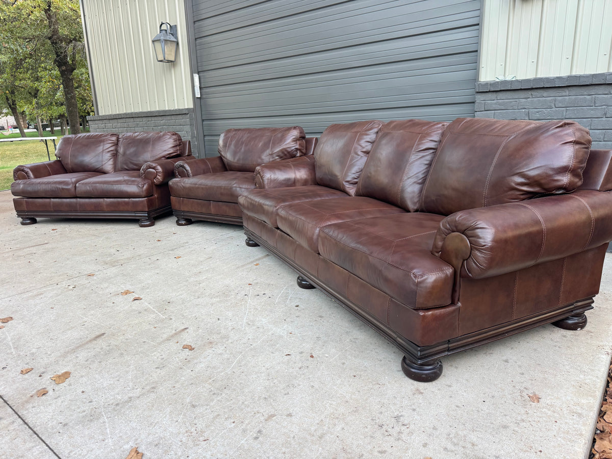 Genuine Leather sofa, loveseat & oversized chair - $2200 Cash Price
