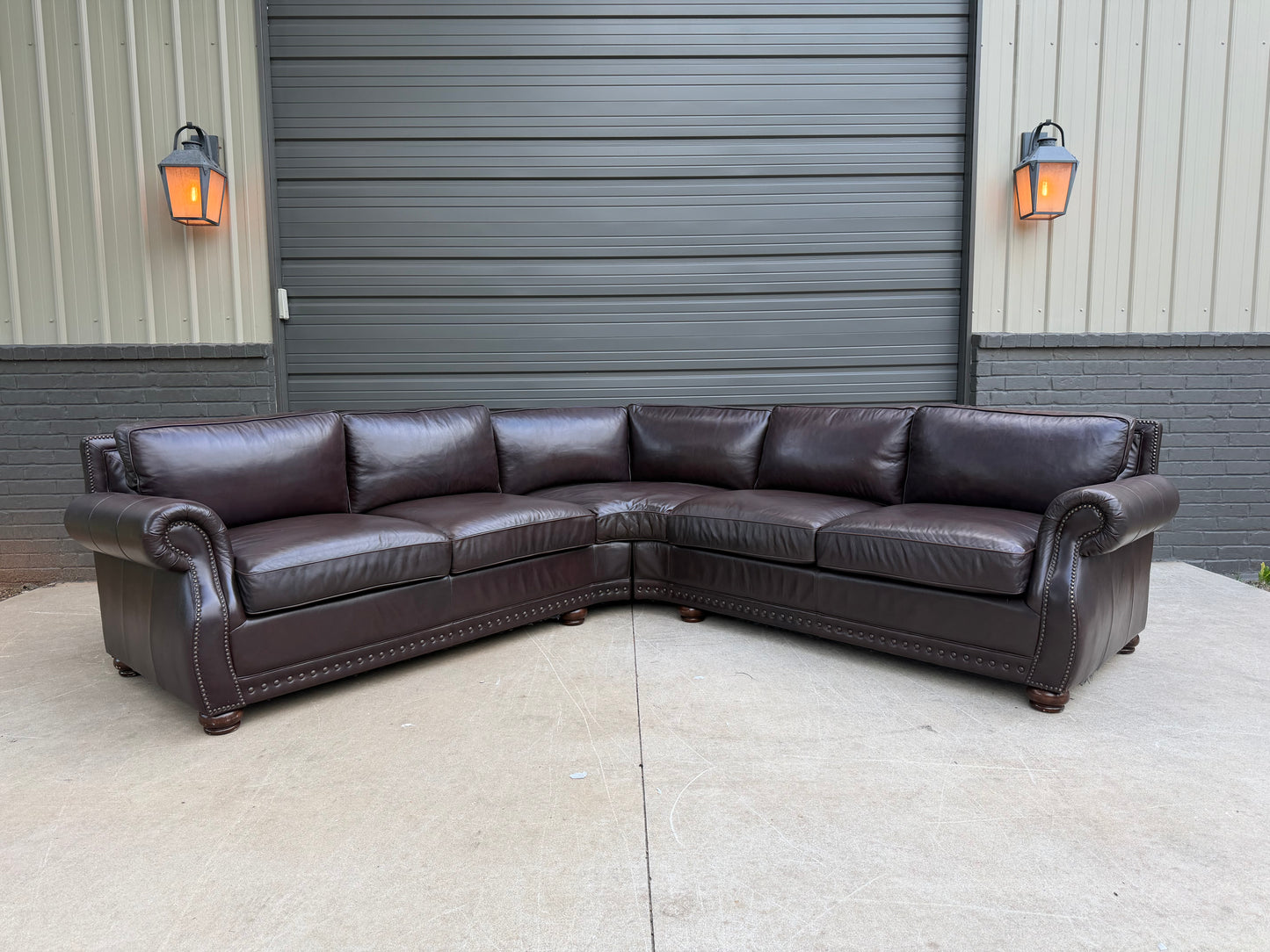 Bernhardt Brown Leather sectional with trim - $2000 Cash Price