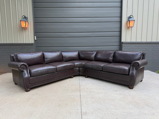 Bernhardt Brown Leather sectional with trim - $2000 Cash Price