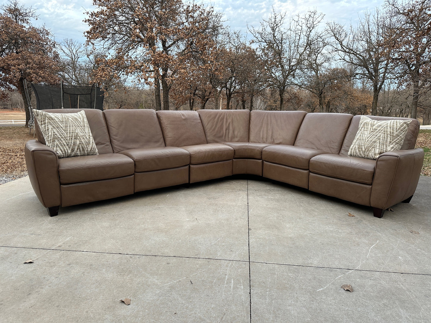 Natuzzi Chestnut Brown Leather Reclining Sectional - $1600 cash price