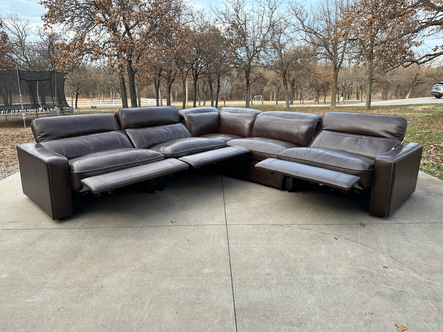 Bernhardt 100% Genuine Brown Leather Power Reclining Sectional - $2200 cash price