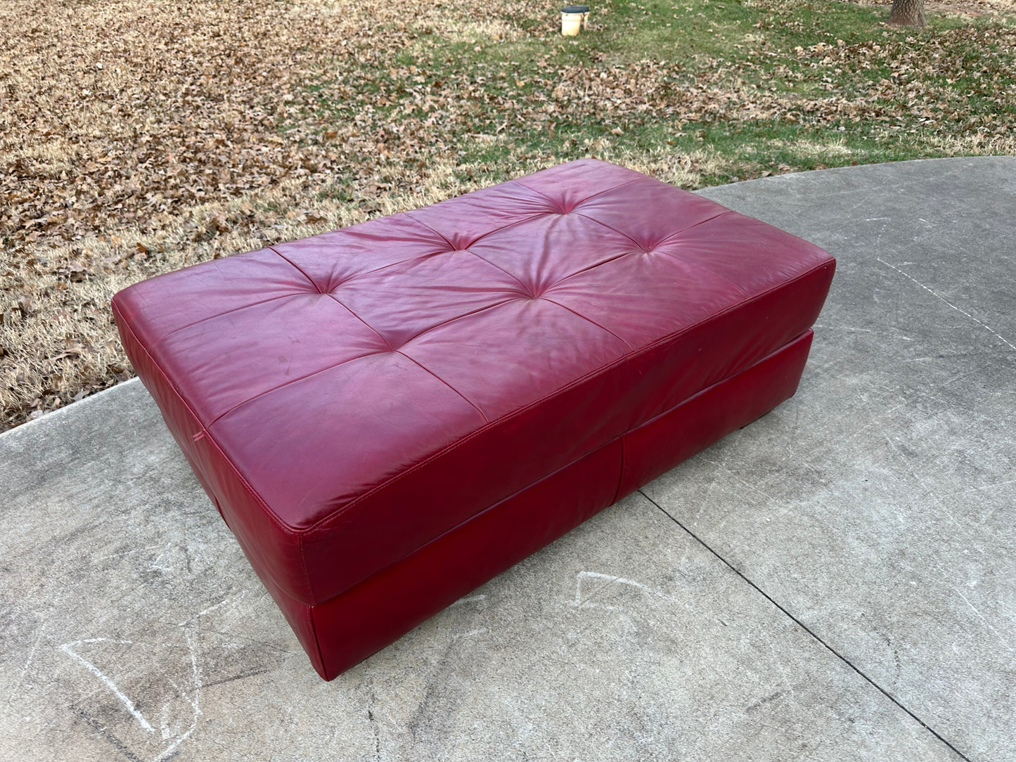 USA Premium Leather Red Ottoman - $100 cash price