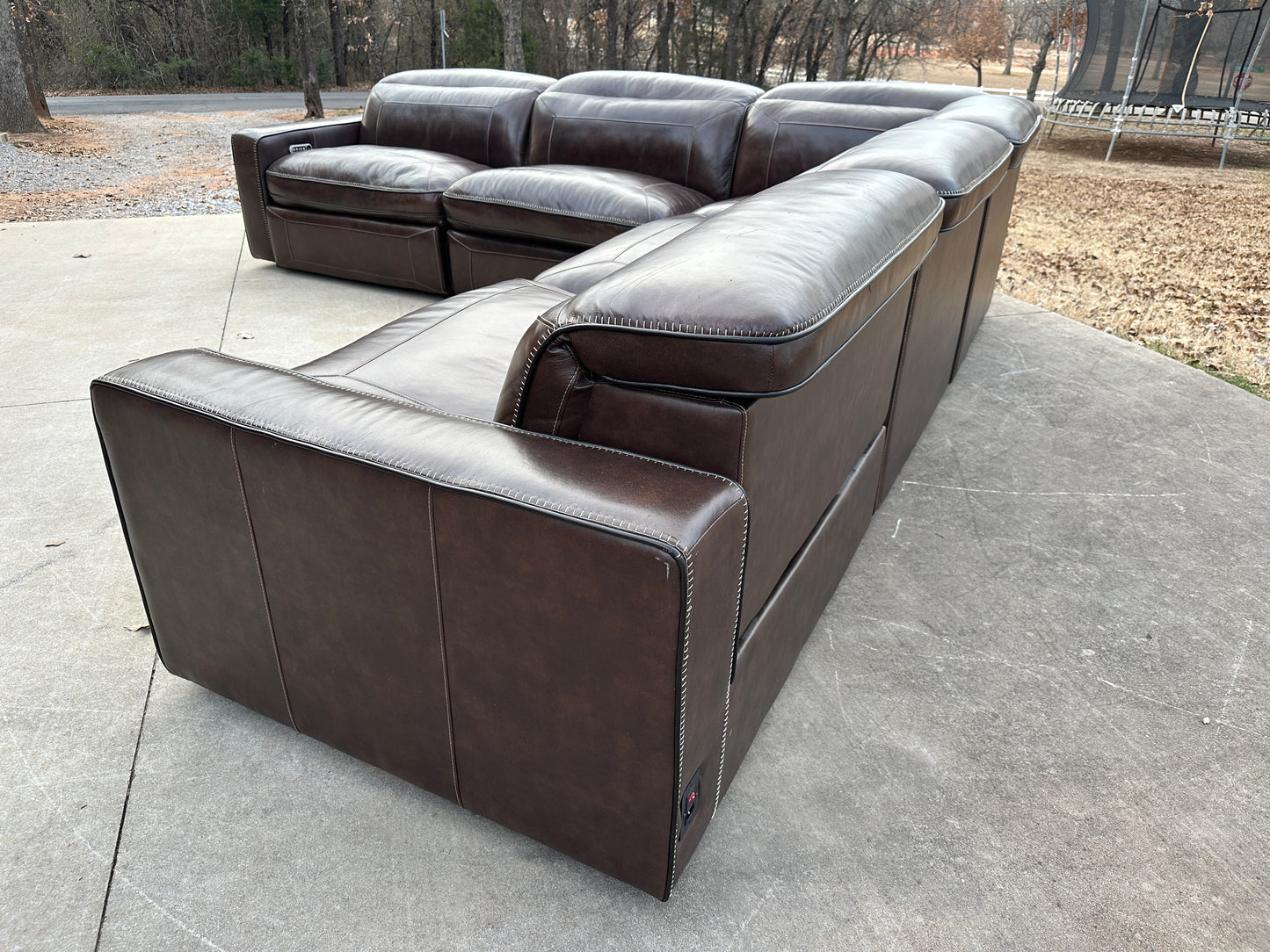 Bernhardt 100% Genuine Brown Leather Power Reclining Sectional - $2200 cash price
