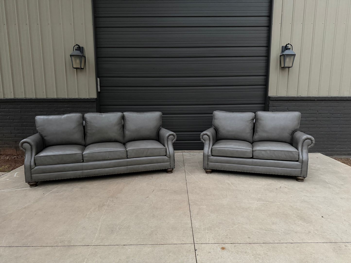 Bernhardt Gray Leather Sofa & Loveseat - $2000 Cash Price