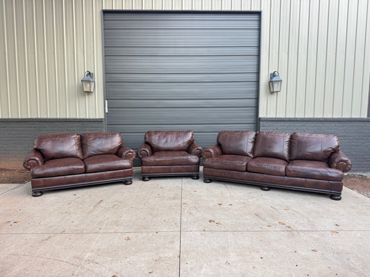 Genuine Leather sofa, loveseat & oversized chair - $2200 Cash Price
