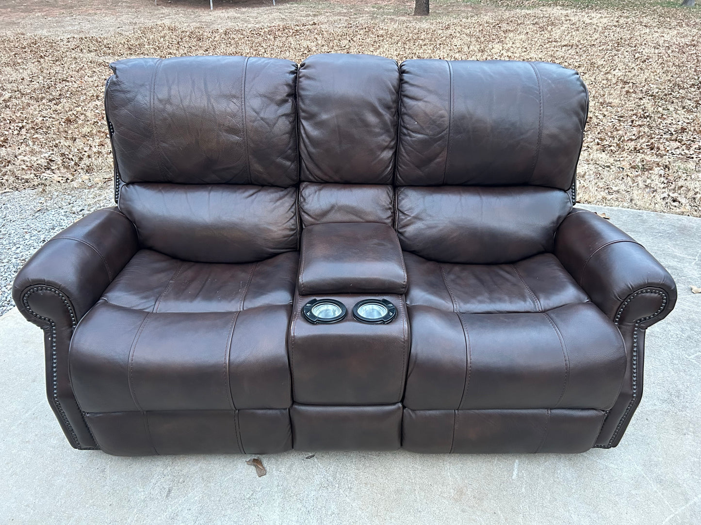 Flexsteel 100% Genuine Brown Leather Power Reclining Sectional - $2000 cash price