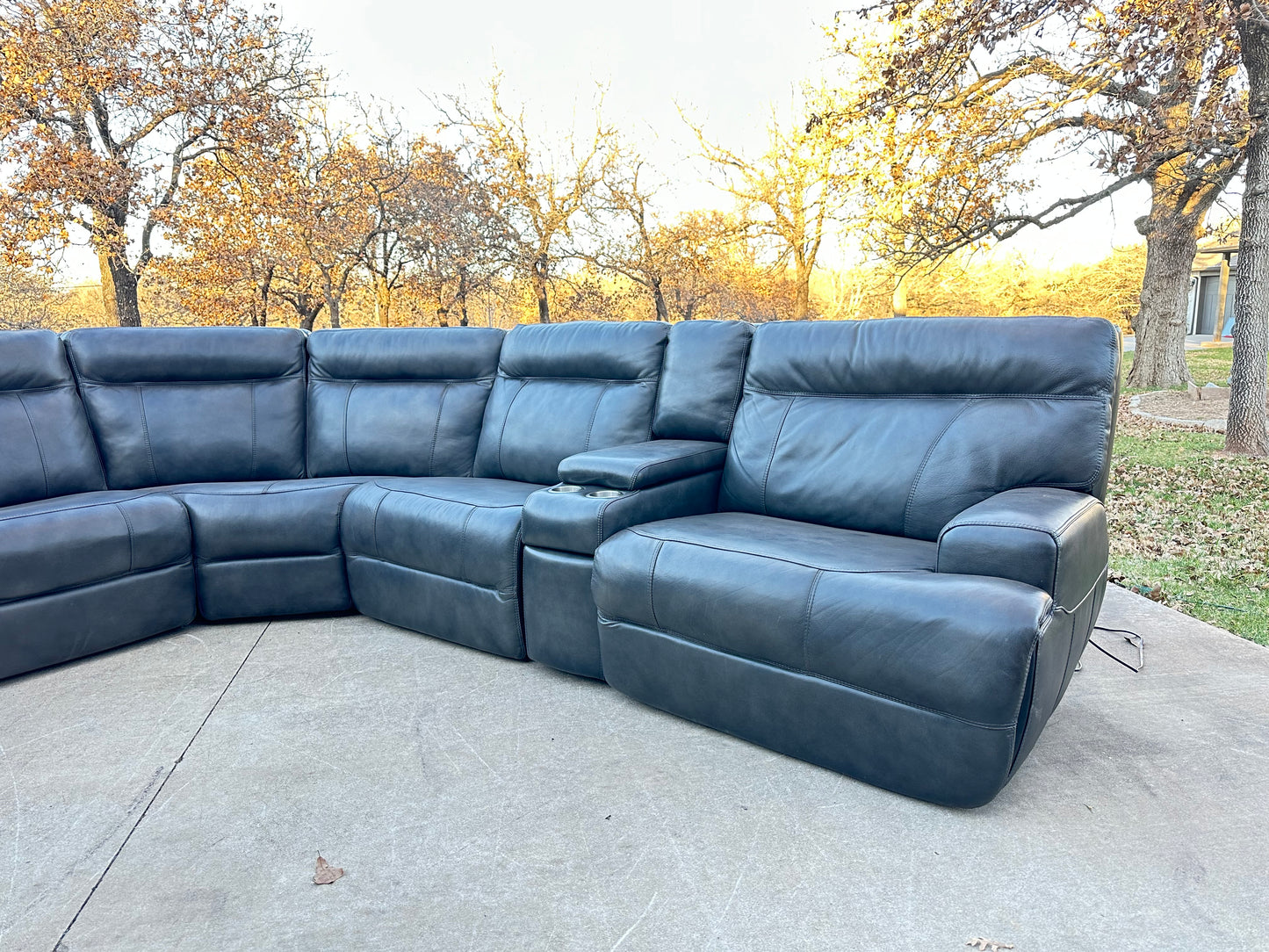 Simon Li Genuine Gray Leather Power Sectional - $2400 cash price