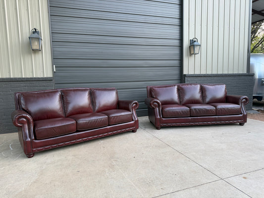 Bernhardt Oxblood Leather Pair of Sofas - $2000 Cash Price