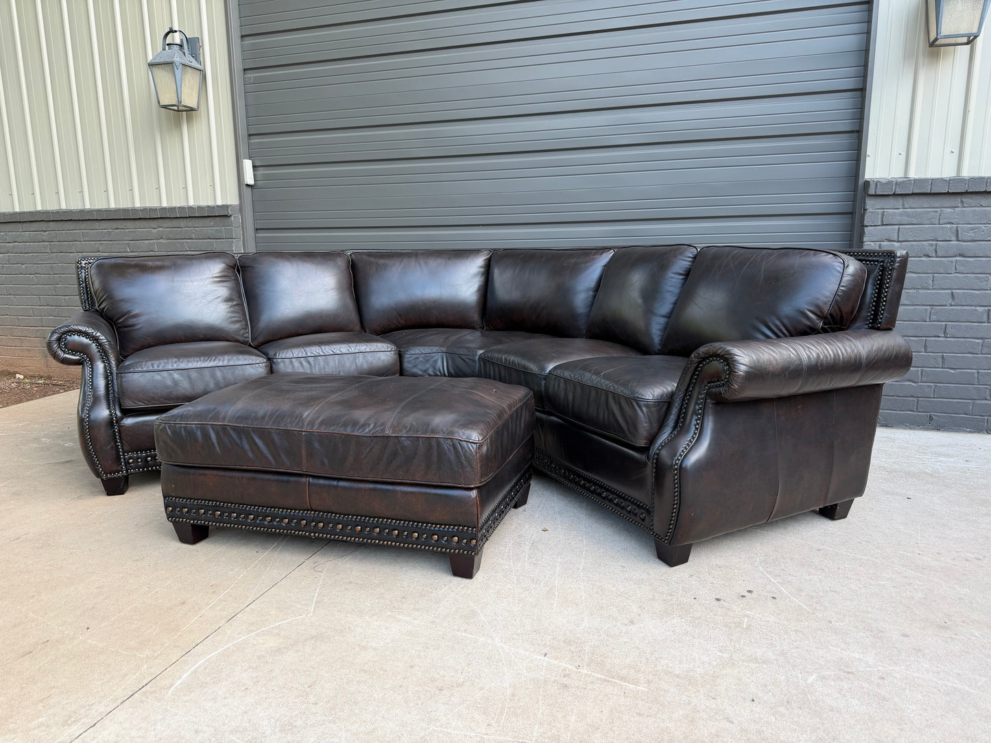 USA Premium Leather Sectional & Ottoman - $2200 Cash Price