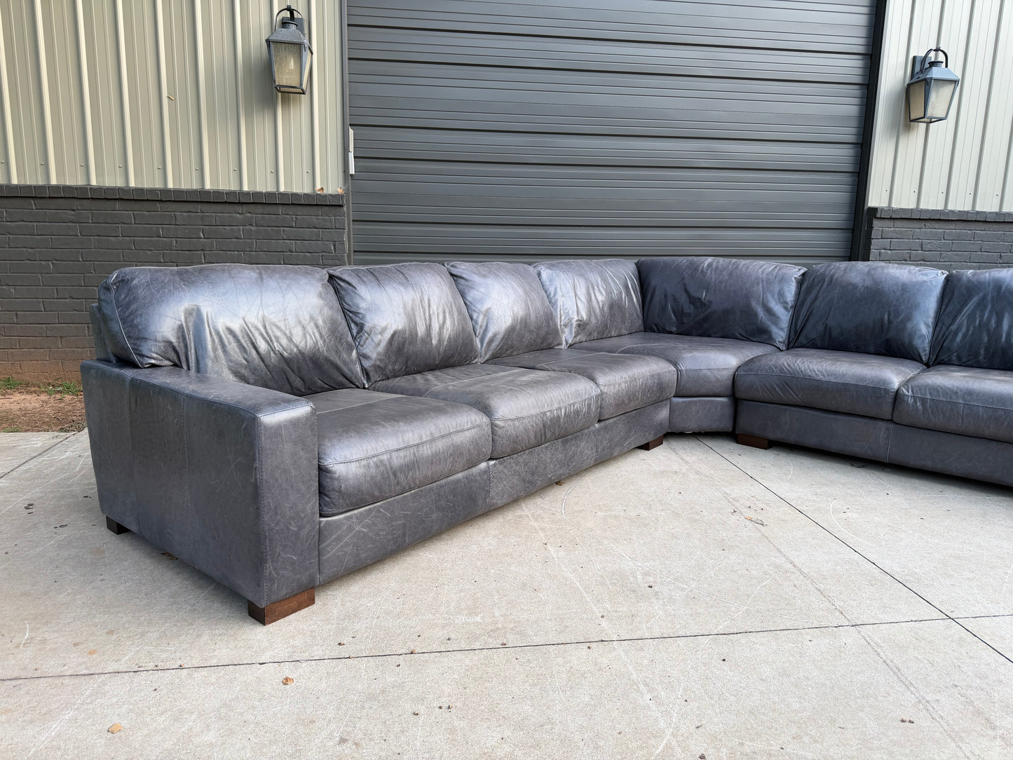 American Leather Distressed Steel Gray Sectional - $2500 cash price