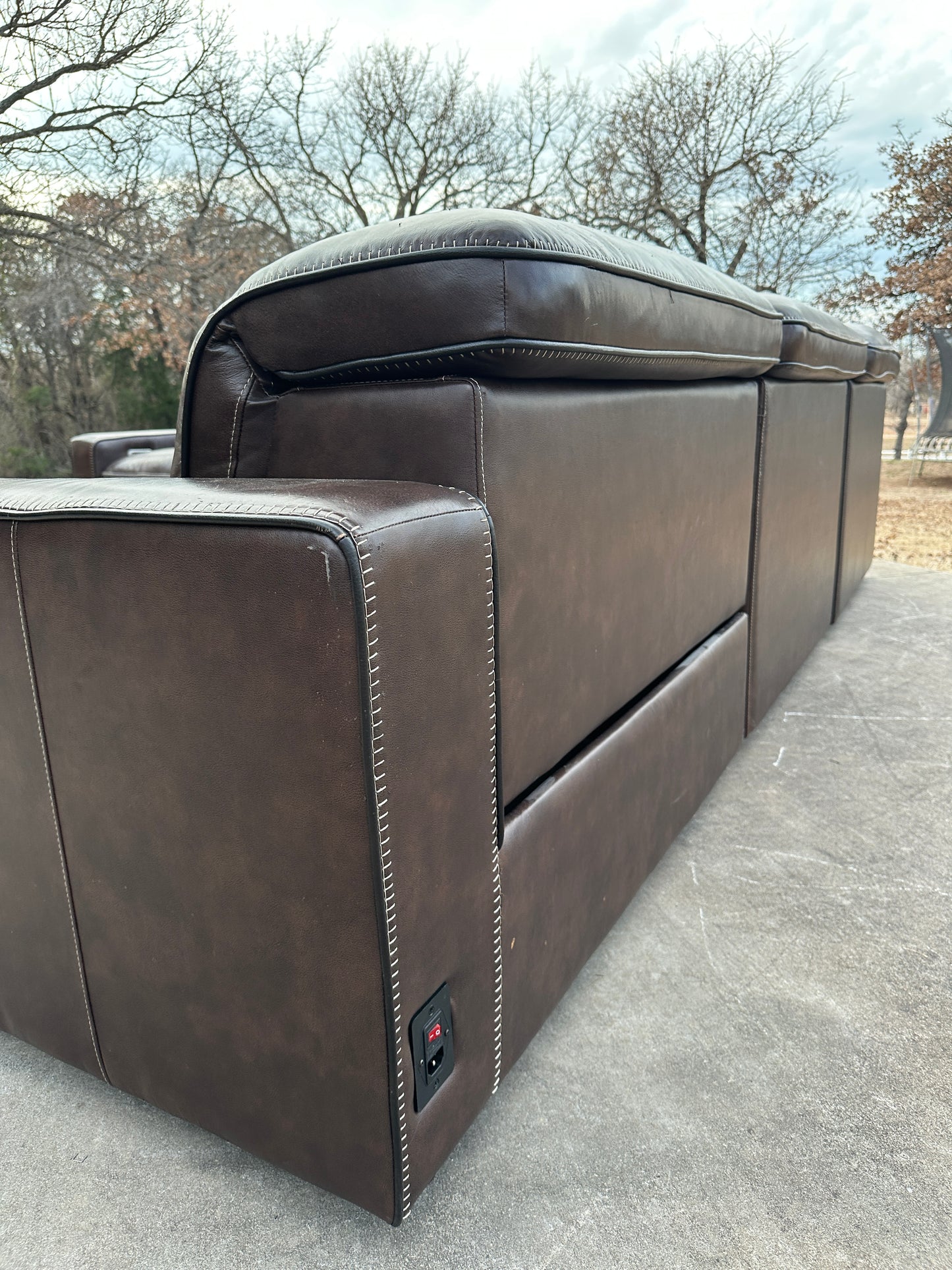 Bernhardt 100% Genuine Brown Leather Power Reclining Sectional - $2200 cash price