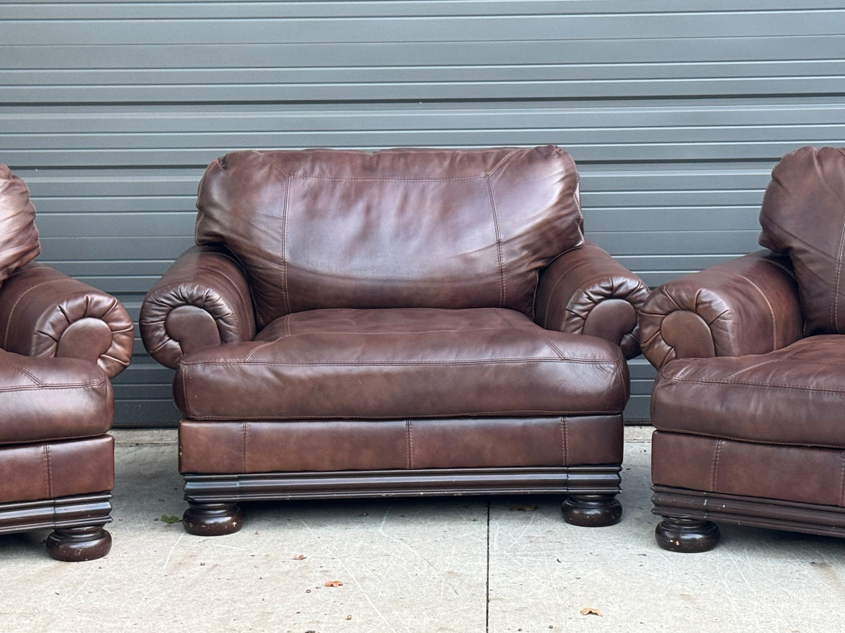Genuine Leather sofa, loveseat & oversized chair - $2200 Cash Price
