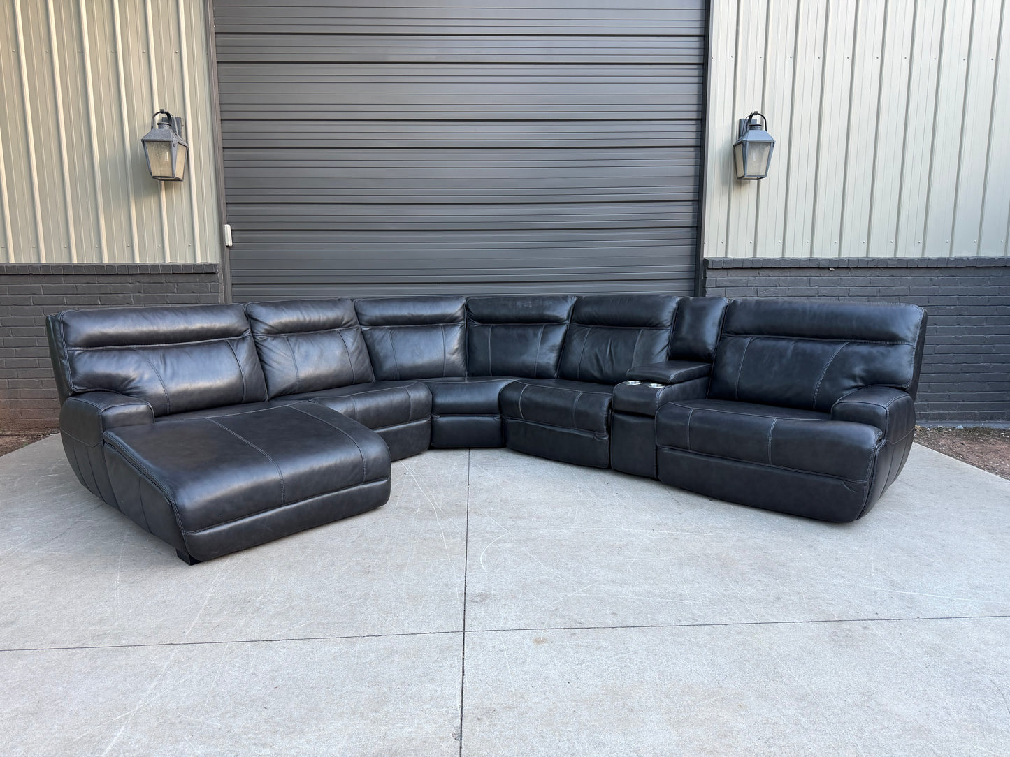 Simon Li Charcoal Leather Sectional - $2000 Cash Price