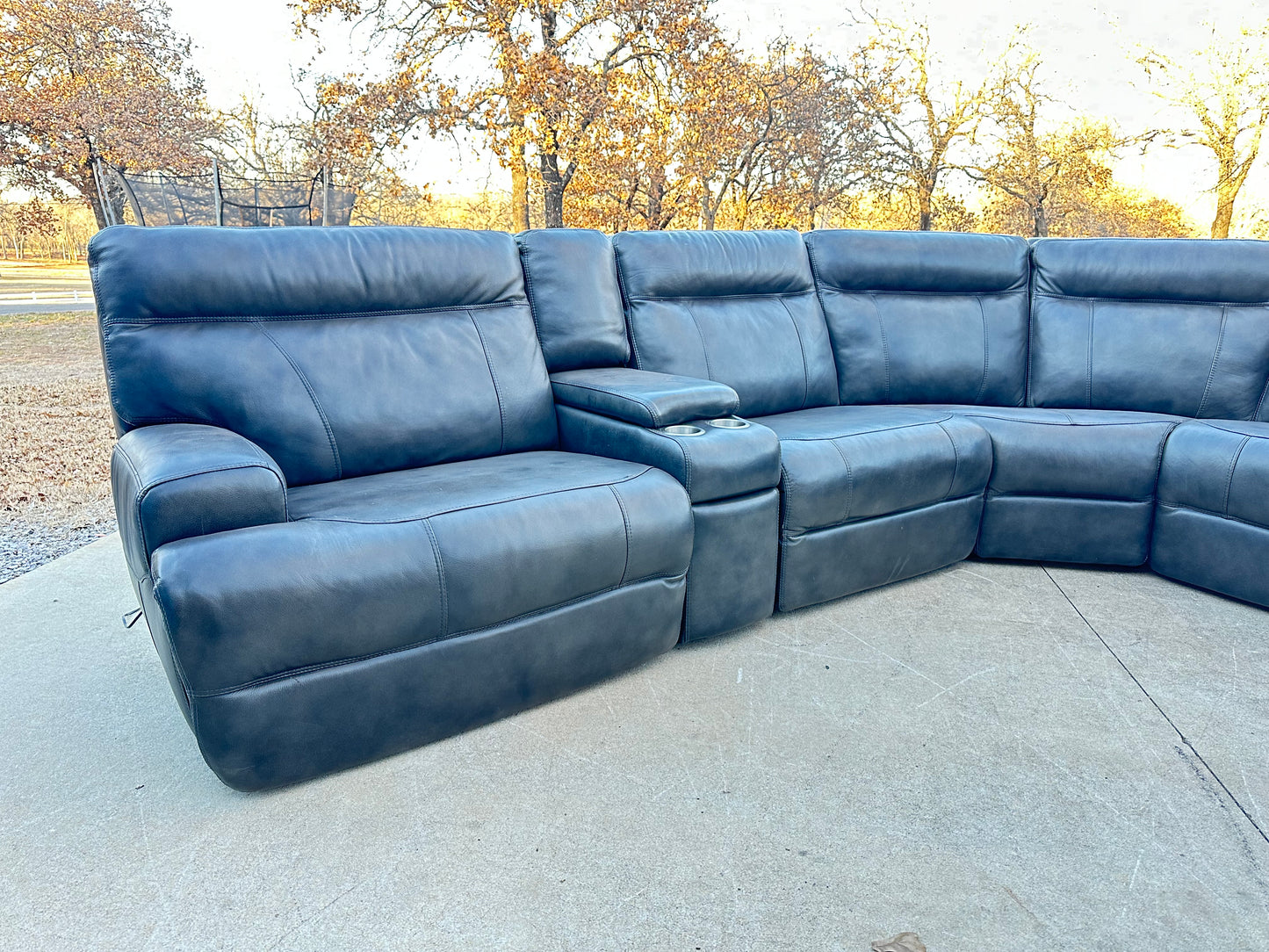 Simon Li Genuine Gray Leather Power Sectional - $2400 cash price