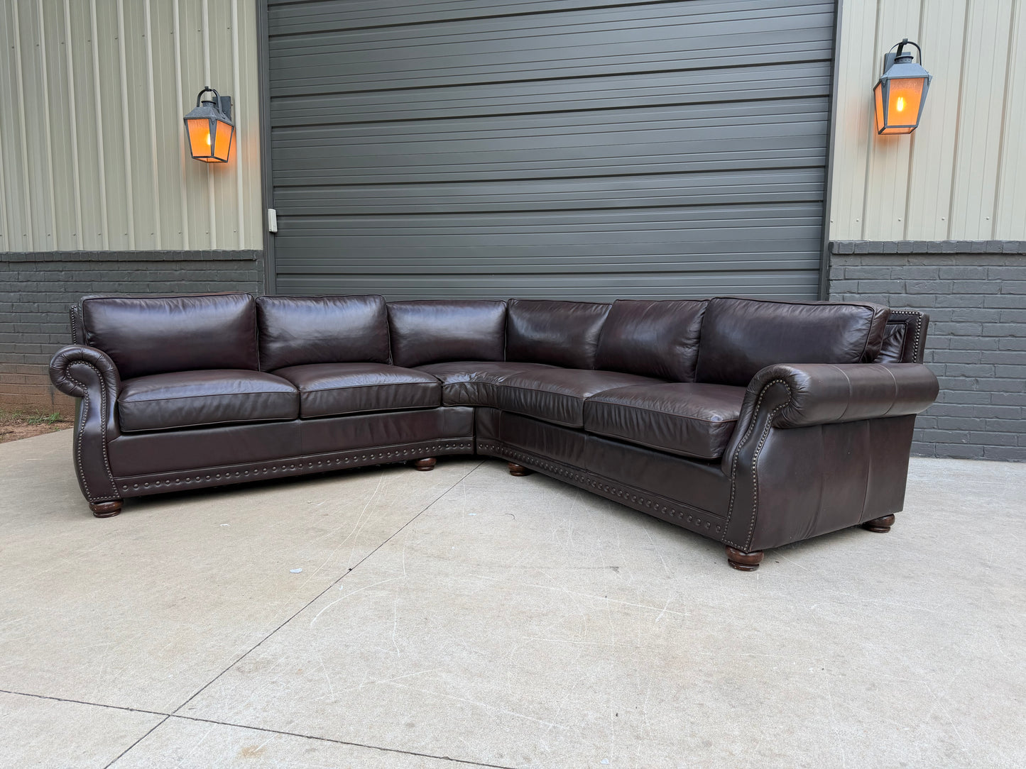 Bernhardt Brown Leather sectional with trim - $2000 Cash Price