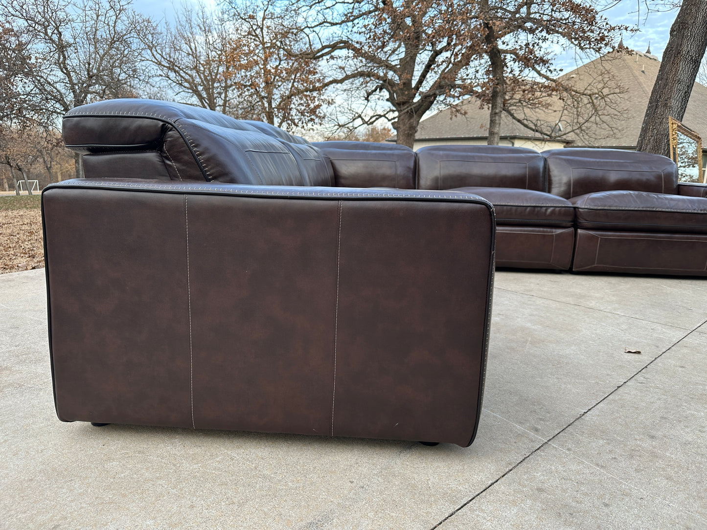 Bernhardt 100% Genuine Brown Leather Power Reclining Sectional - $2200 cash price