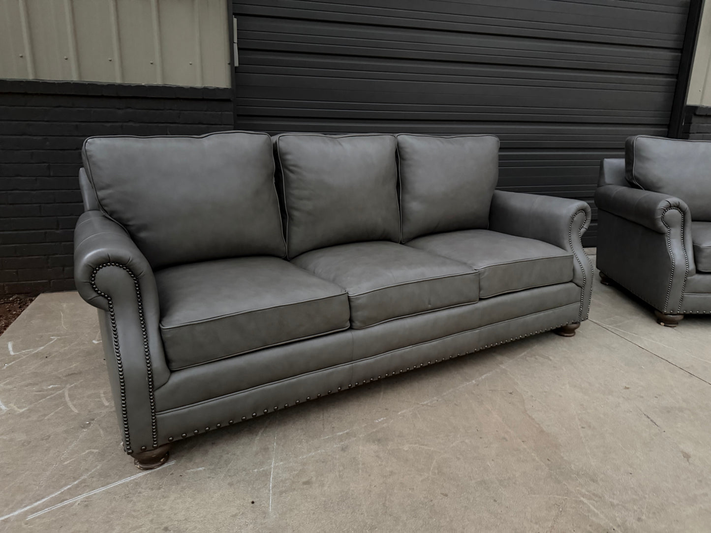 Bernhardt Gray Leather Sofa & Loveseat - $2000 Cash Price