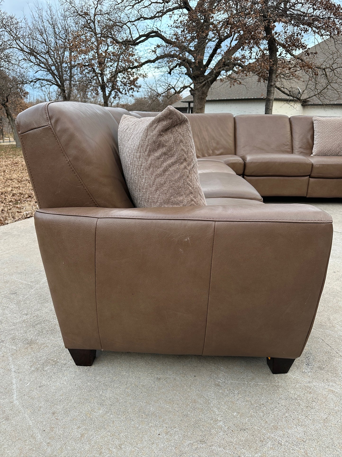 Natuzzi Chestnut Brown Leather Reclining Sectional - $1600 cash price