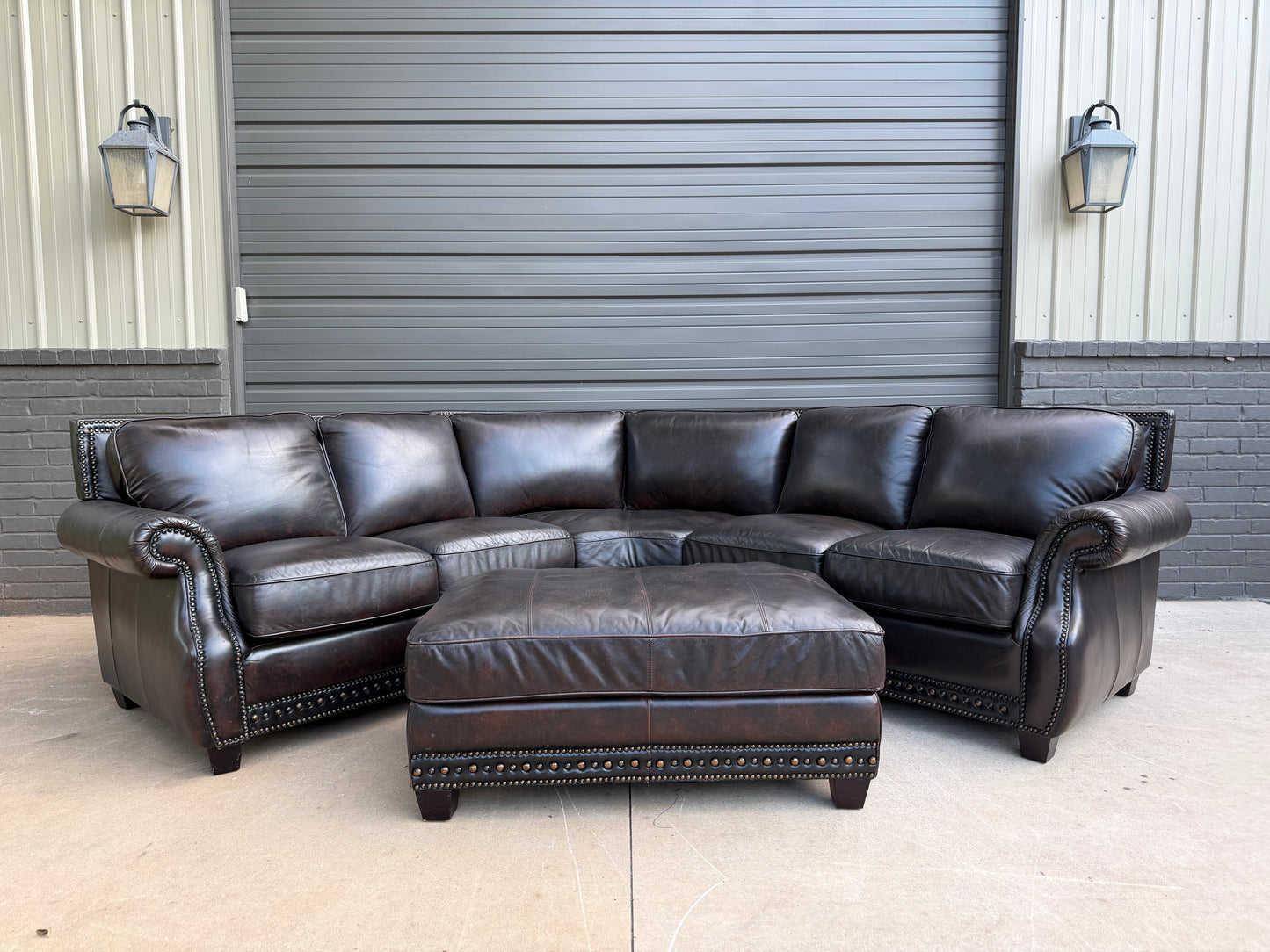 USA Premium Leather Sectional & Ottoman - $2200 Cash Price