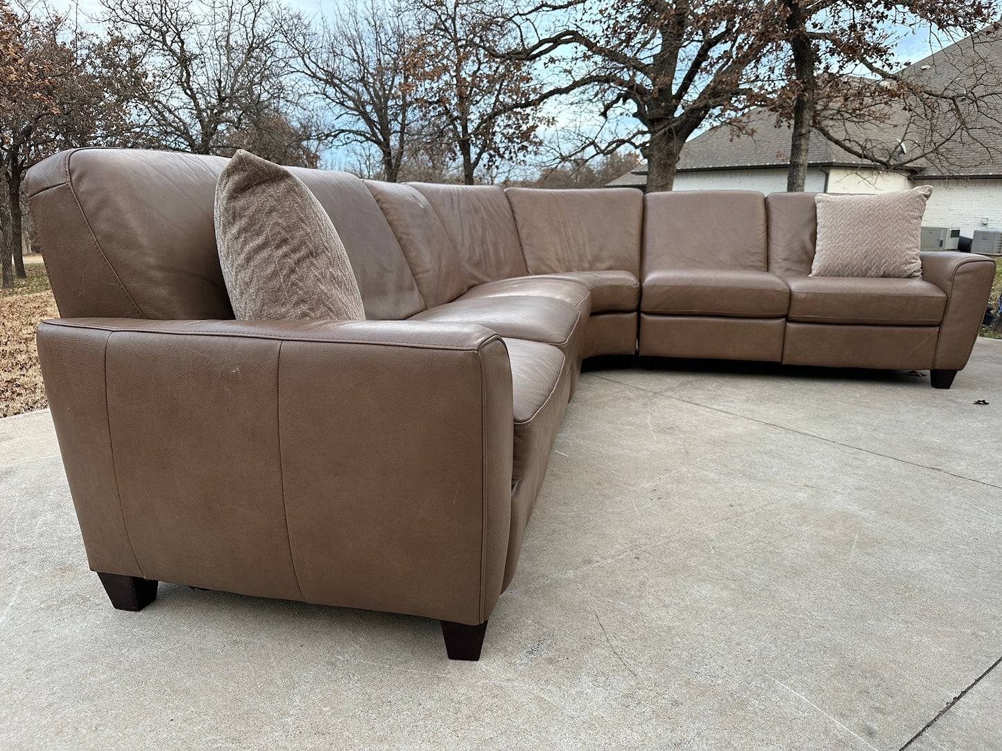 Natuzzi Chestnut Brown Leather Reclining Sectional - $1600 cash price