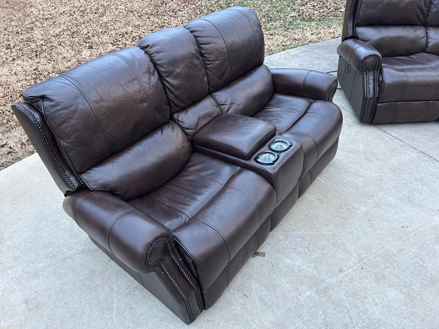 Flexsteel 100% Genuine Brown Leather Power Reclining Sectional - $2000 cash price