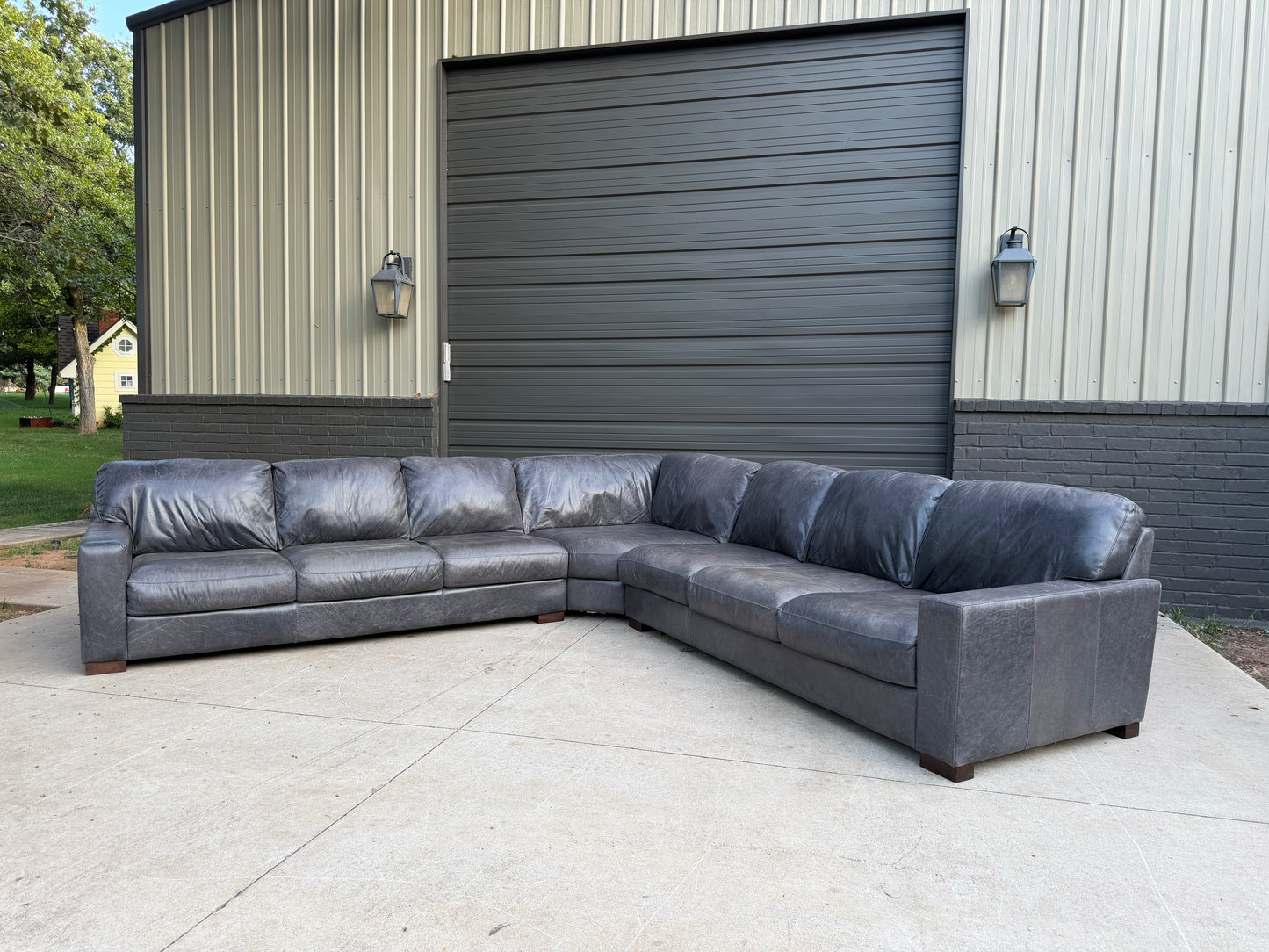 American Leather Distressed Steel Gray Sectional - $2500 cash price