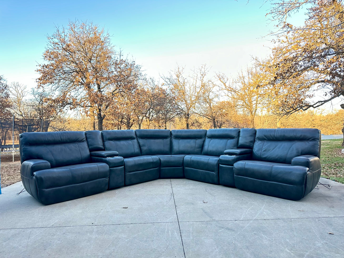 Simon Li Genuine Gray Leather Power Sectional - $2400 cash price